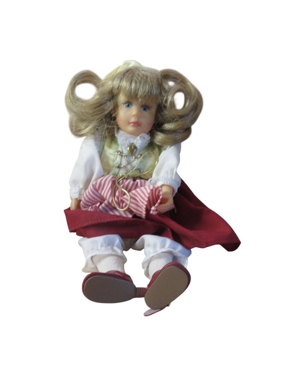 Scandinavian 10" Porcelain Sitting Doll in Traditional Outfit